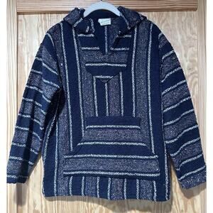 SUNSPECS BAJA RUG HOODIE Men's Medium Navy Blue Gray Weave Unisex Surfer